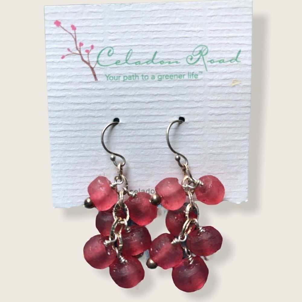 Celadon Road pink sea glass earrings. Never worn. - Picture 1 of 1